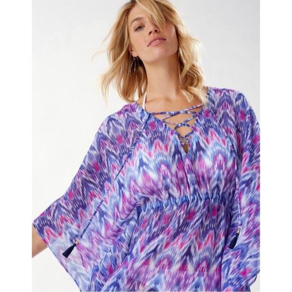 Tommy Bahama Ikat Mirage Lace-Front Tunic Swim Coverup - Picture 12 of 12